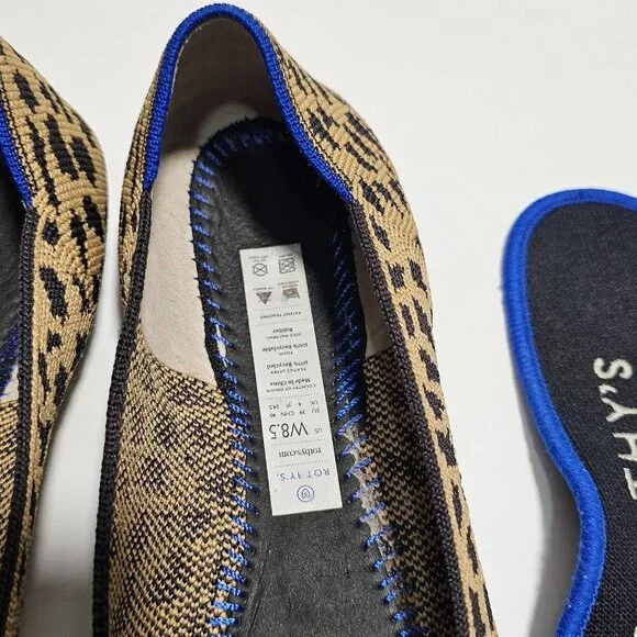 Rothy's Brown and Black Leopard Point Flats Sleek Loafers size 8.5 - Picture 6 of 8